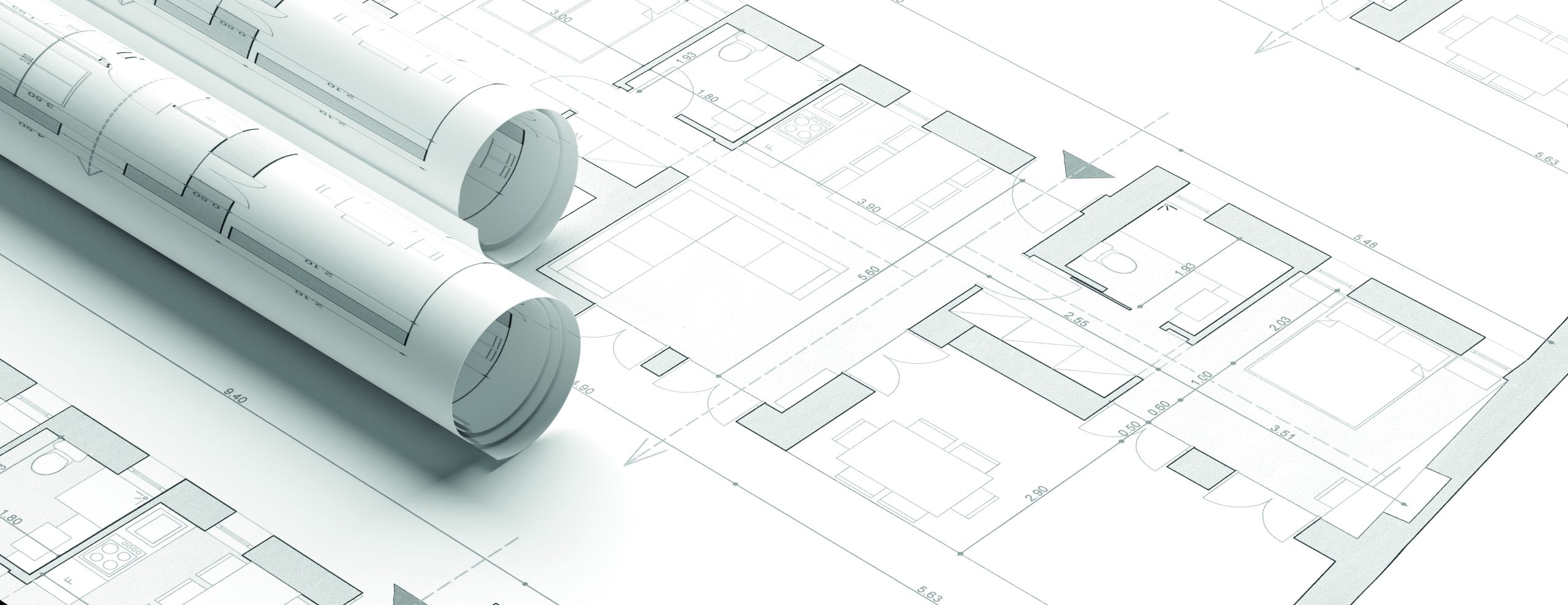 Architectural blueprint with a residential building model, representing industrial land lease planning and site development in Vietnam