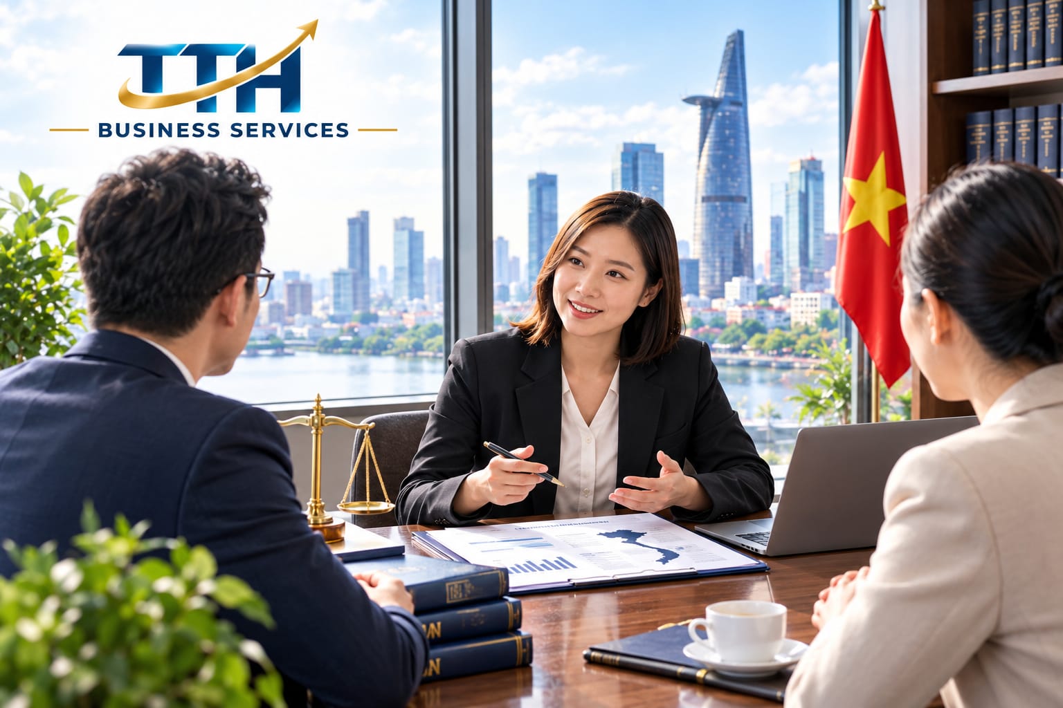 TTH advisory session overlooking the Ho Chi Minh City skyline